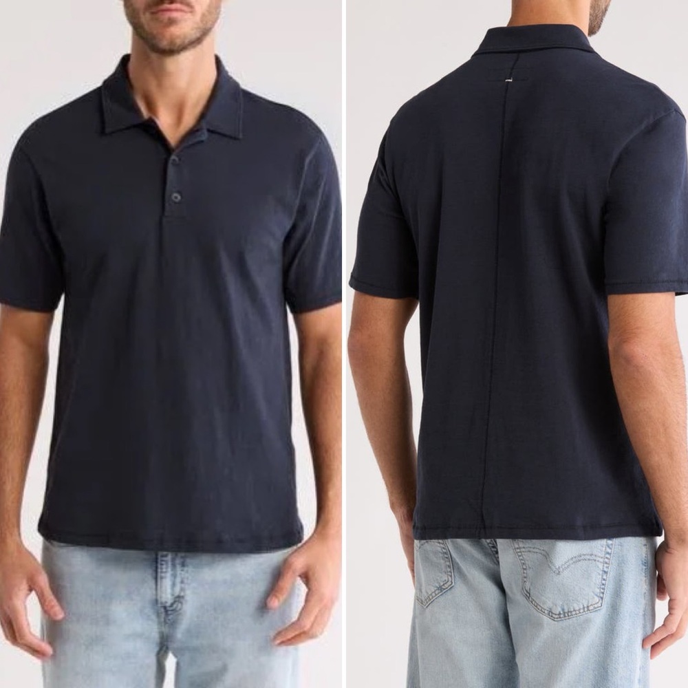 Rag & Bone Classic Cotton Slub Jersey Polo Shirt Size Medium